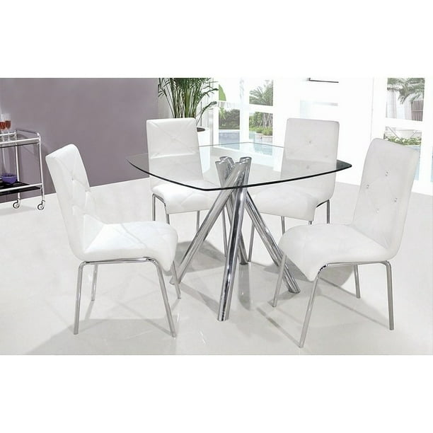 Best Master Furniture Mirage Glass Top Modern Dining Table Only Clear
